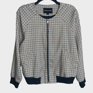 Who What Wear Women’s Brown Plaid Full Zip Crew Neck Jacket Size Large